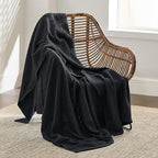 Bedsure Gentlesoft 100% Cotton Blanket Twin XL Size for College Dorm - Cooling Breathable and Soft for Spring Summer, Waffle Weave Twin Blanket for Bed, Dorm Room Essentials, Black, 66x90 inches