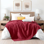 Elegant Comfort Premium 100% Cotton Waffle Blanket - Lightweight Breathable Waffle Weave Bed Blanket - Soft and Warm All Season Blanket for Couch, Sofa and Bed, Full Size 88x88 Inches, Burgundy