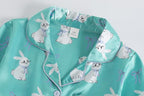 Hupohoi Unisex Girls Boys Kids Pajama Sets Button Down Satin Sleepwear Nighty 3PCS Silky Lounge Sets Nightwear