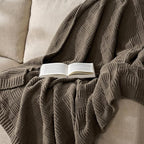 EVERGRACEHOME Modern Checkered Chenille Throw Blanket, Soft Cozy Plaid Knitted Chair Blanket for Sofa Couch, Decorative Knit Throw for Bed and Living Room, Mocha Brown, 50" x 60"