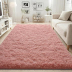 ISEAU Fluffy Rug Carpets Soft Shaggy Area Rugs Indoor Floor Mats for Kids Room Fuzzy Carpet Comfy Cute Nursery Mat Bedside Rug for Boys Girls Bedroom Living Room Home Decor, 3ft x 5ft,Blush