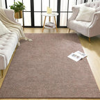 Keeko Living Room Rugs 7x10, Soft Modern Large Area Rug for Bedroom Washable Memory Foam Indoor Big Carpet Low Pile Minimalist Non Slip Rug for Classroom Dorm Kids Room Home Decor Brown and White