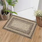 RUGSREAL Entryway Rug 2x3 Small Bedside Throw Mat with Rubber Backing Machine Washable Living Room Rug Non Slip Bathroom Mat Stain Resistant Braided Print Carpet for Dining Room Kitchen Hallway, Camel