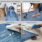 3x12 ft Non Skid Hallway Runner Rug - Kitchen Runner Rug with Rubber Backing Low Pile Thin Carpet Runners for Kitchen Entryway Bathroom,Modern Abstract Neutral（Navy Blue,3x12）