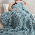 Luxury Chunky Knit Blanket Throw, Handmade Thick Chenille Yarn Throw 50x60, Cable Knit Crochet Blanket, Decorative Cozy and Soft Crochet Throw Blanket for Couch Home Decor
