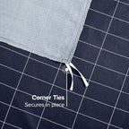 Bare Home Bedding Duvet Cover Extra Long Size - Premium 1800 Super Soft Collection - Lightweight - Soft Textured Bedding (Twin/Twin XL, Grid - Midnight Blue/White)