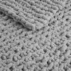 Madison Park Chenille Chunky Knit Handmade Throw Blanket, Luxuriously Soft Gift Blankets, Cottage Style Room Décor, Lightweight & Breathable All Seasons Throw Blanket for Couch, 50" W x 60" L Grey
