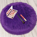 Faux Sheepskin Round Fluffy Rug Small 2ft Furry Purple Fur Circle Rugs for Bedroom Living Room Dorm Room Floor Decor Chair Seat Covers Soft Plush Throw Rugs Circular Washable