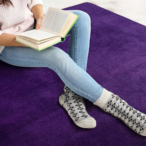 Andecor Purple Living Room Area Rug, 6x9 Ft Shag Washable Fuzzy Bedroom Rugs, Soft Fluffy Indoor Carpets for Dorm Boys Girls Kids Room Nursery Home Decor