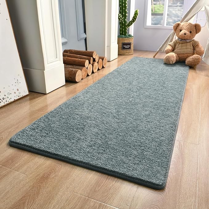Keeko Soft Hallway Runner Rug, 2x8 Bedside Runner Rugs for Bedroom Living Room Non Slip Washable Modern Memory Foam Rug Low Pile Kitchen Runner Rugs for Nursery Dorm Kids Room Decor Grey