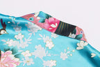 Women's Short Kimono Robes Bride and Bridesmaid Satin Floral Bathrobe Peacock Sleepwear Dressing Gown for Wedding Party