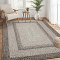 RUGSREAL Boho Rug 4x6 Bedroom Machine Washable Rug Braided Print Floor Cover Dining Room Throw Carpet with Rubber Backing Farmhouse Rustic Accent Rug for Living Room Home Decor, Mocha