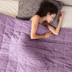 Cottonblue Jacquard Weighted Blanket 15 lbs for Adults Queen Twin Full Size, Fuzzy Sherpa Fleece Weighted Throw Blankets 60x80 in for Relax & Sleep, Cozy Heavy Bed Blankets with Glass Beads, Purple