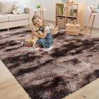 OLANLY Area Rugs for Living Room Bedroom, Machine Washable 4x5.9 Feet Soft Fluffy Shaggy Bedside Rug, Indoor Floor Carpet for Kids Girls and Boys, Nursery Room, Home Decor Aesthetic, Coffee Tie-dye