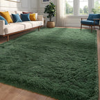 Deep Green Area Rugs 4x6 Feet Rug for Bedroom Living Room, Cute Indoor Shaggy Carpets, Plush Soft Rug for Kids Room, Fluffy Rugs for Girls Boys Nursery Room Home Decor