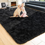 Noahas Large Fluffy Black 7x10 Area Rugs for Living Room Bedroom,Thick Shag Throw Rug,Big Soft Shaggy Bedside Non-Slip Plush Dorm Nursery Kids Carpet