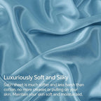 BEDELITE California King Sheets Set, Luxury Soft Airy Blue Satin Sheets for Hair and Skin, Similar to Silk Bed Sheets Set 4 Pieces with 1 Deep Pocket Fitted Sheet, 1 Flat Sheet, and 2 Pillowcases