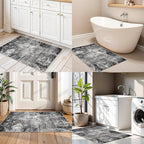 2x3 Washable Entryway Rug – Non-Slip Modern Abstract Neutral Small Throw Area Rug for Kitchen, Bedroom – Soft Low Pile Thin Indoor Door Mat（Black Grey,2x3）
