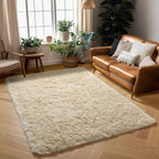Amdrebio Beige Area Rugs for Bedroom Kids Room, Fluffy Plush Shaggy Furry Fuzzy Rug 4x6 for Living Room Decor Aesthetic, Soft Cute Shag Neutral Tan Carpet for Teens Baby Nursery Playroom Preppy Dorm