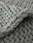 YnM 100% Cotton Weighted Blanket, Handmade Chunky Knitted Throw, No fillers Design, Soft and Breathable, Machine Washable Bed Blanket for Sleep or Home Decor (Lighte Grey, 80x84 Inch, 35lbs)