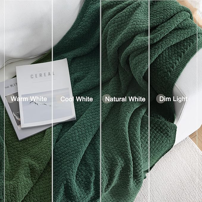 Whale Flotilla Chunky Knit Throw Blanket for Couch and Bed, Deep Green Decorative Cozy Fleece Blanket, Reversible Soft Fuzzy Woven Throws, 60x80 Inch