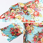 Women's Floral Satin Robes Bride Bridesmaid Getting Ready Robe Short Silky Kimono Sleepwear for Wedding Party