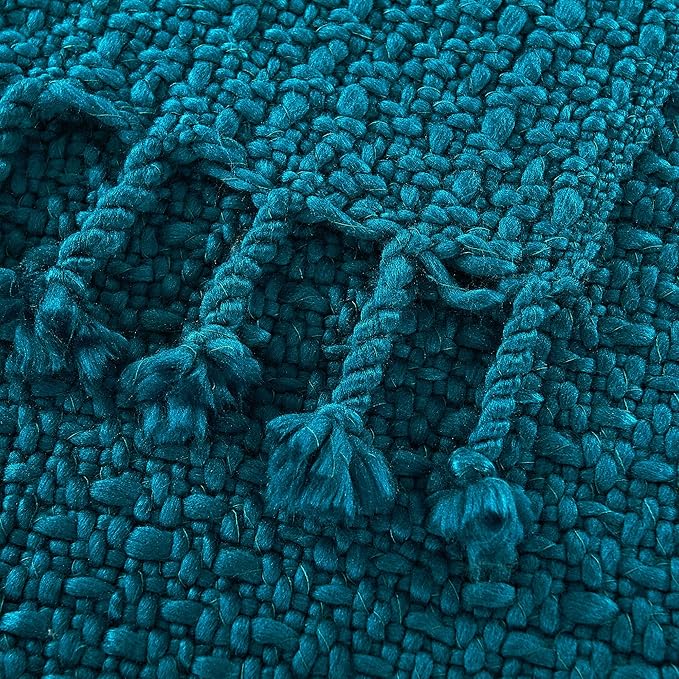 Home Soft Things Basket Weave Throw Blanket, Soft Cozy Warm Blanket with Braided Decorative Throw for Couch Sofa Outdoor Indoor, Teal, 50''x60