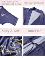 Aensso Long Soft Lightweight Silky Kimonos Robes for Women, Luxury Japanese Floral Womens Kimono Robe