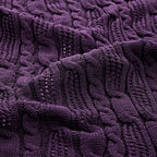 Aormenzy Cable Knit Throw Blankets 50 x 60 Inches, Soft Cozy and Lightweight Knitted Blanket, Machine Washable Acrylic Blanket, Decorative Throw Blanket for Couch Sofa Bed, Dark Purple