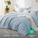 Bedsure Twin/Twin XL Comforter Set - Light Blue Soft Bedding for All Seasons, Cationic Dyed Bed Set, 2 Pieces, 1 Twin Size Comforter (68"x88") and 1 Pillow Sham (20"x26"+2")