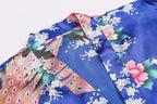 Women's Short Kimono Robes Bride and Bridesmaid Satin Floral Bathrobe Peacock Sleepwear Dressing Gown for Wedding Party