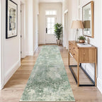3x10 ft Long Hallway Runner Rug – Non-Slip Washable Kitchen Floor Rug with Rubber Backing, Modern Low Pile Thin Wide Carpet Runners for Bedroom, Entryway Indoor (Sage Green,3x10)