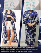 Aensso Long Soft Lightweight Silky Kimonos Robes for Women, Luxury Japanese Floral Womens Kimono Robe