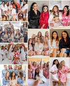 Vlazom Womens Kimono Robes Dressing Gown Satin Bathrobe Nightdress Short Style Bridal Robe
