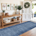 3x10 ft Long Hallway Runner Rug – Non-Slip Washable Kitchen Floor Rug with Rubber Backing, Modern Low Pile Thin Wide Carpet Runners for Bedroom, Entryway Indoor（Navy Blue,3x10）