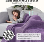 L'AGRATY Knitted Weighted Blanket - 50''x60'' 7lbs Cooling Chunky Knit Heavy for Adults Braided Crochet Throw Thick Cable Yarn Decorative No Beads Evenly Machine Washable, K - Purple (Knitted)