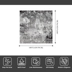 10x10 ft Square Living Room Rug – Washable Modern Abstract Area Rug for Bedroom, Dining Room, Playroom – Neutral Non-Slip Low-Pile Thin Indoor Carpet (Black Grey,10x10)