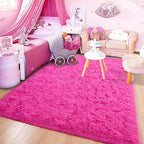 ISEAU Fluffy Rug Carpets Soft Shaggy Area Rugs Indoor Floor Mats for Kids Room Fuzzy Carpet Comfy Cute Nursery Mat Bedside Rug for Boys Girls Bedroom Living Room Home Decor Mat, 3ft x 5ft, Hot Pink