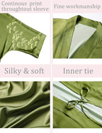Aensso Long Soft Lightweight Silky Kimonos Robes for Women, Luxury Japanese Floral Womens Kimono Robe