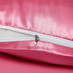 Peach Red Satin Pillowcases with Zipper （20x26）,Standard Size Pillowcases Set of 2, Peachblow Silk Pillowcase for Hair and Skin