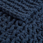 Madison Park Chenille Chunky Knit Handmade Throw Blanket, Luxuriously Soft Gift Blankets, Cottage Style Room Décor, Lightweight & Breathable All Seasons Throw Blanket for Couch, 50"W x 60"L Navy Blue