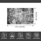 3x5 Washable Entryway Rug – Non-Slip Rubber Backed Small Area Rug for Kitchen, Bedroom, Living Room, Office – Soft Low-Pile Thin Modern Abstract Neutral Throw Rug （Black Grey,3x5）