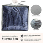 MHD l [Made in Korea] Premium Faux Fur Throw Blanket : Luxury Double-Sided 15mm Microfiber Blanket, 800 GSM :Tan Navy, 60" x 79"