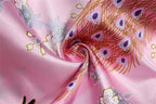 Valennia Women Long Silky Bathrobe Satin Kimono Robe Floral Printed Dressing Gown Sleepwear