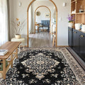 CRYPTOLITE 9x11 Area Rug for Living Room, Modern Washable Rug Non Slip Low Pile Large Area Rugs for Living Room, Bedroom, Farmhouse, Dining Room,Black