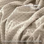 Elegant Comfort Premium 100% Cotton Waffle Blanket - Lightweight Breathable Waffle Weave Bed Blanket - Soft and Warm All Season Blanket for Couch, Sofa and Bed, Full Size 88x88 Inches, Linen