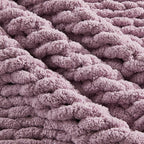 Carriediosa Chunky Knit Throw Blanket 50" X 60", 100% Hand Made Large Chenille Loop Yarn Soft Fluffy Throws for Couch Sofa Bed, Big Crochet Cozy Heavy Thick Cable Woven Blankets, Purple