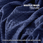 Elegant Comfort Premium 100% Cotton Waffle Blanket - Lightweight Breathable Waffle Weave Bed Blanket - Soft and Warm All Season Blanket for Couch, Sofa and Bed, Full Size 88x88 Inches, Navy Blue