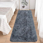 Runner Rug for Bedroom 2x6 Grey Fluffy Shaggy Rug Soft Plush Fuzzy Area Rug Bedside Runners for Hallway Kids Nursery Dorm Playroom Living Room with Non Slip Modern Indoor Decor Carpet