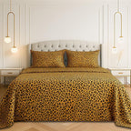 Satin Sheets Twin [3-Piece, Gold Leopard] Hotel Luxury Silky Bed Sheets - Extra Soft 1800 Microfiber Sheet Set, Wrinkle, Fade, Stain Resistant - Deep Pocket Fitted Sheet, Flat Sheet, Pillow Cases